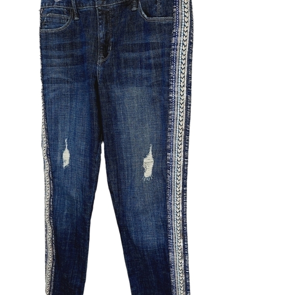 Laurie Felt Classic Girlfriend Jeans Size 6 Stretch Denim Embellished Stripe EUC - Picture 8 of 16